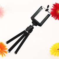 Mini Mobile Phone Retractable Color Two Tripod Desktop Photography Tripod Small Digital Camera Bracket (Black)
