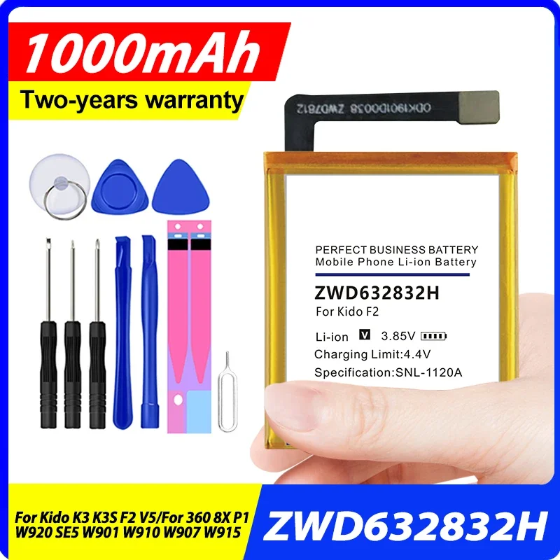 

Высококачественный сменный аккумулятор ZWD632832H для Kido K3 K3S F2 V5/для 360 8X P1 W920 SE5 W901 W910 W907 W915