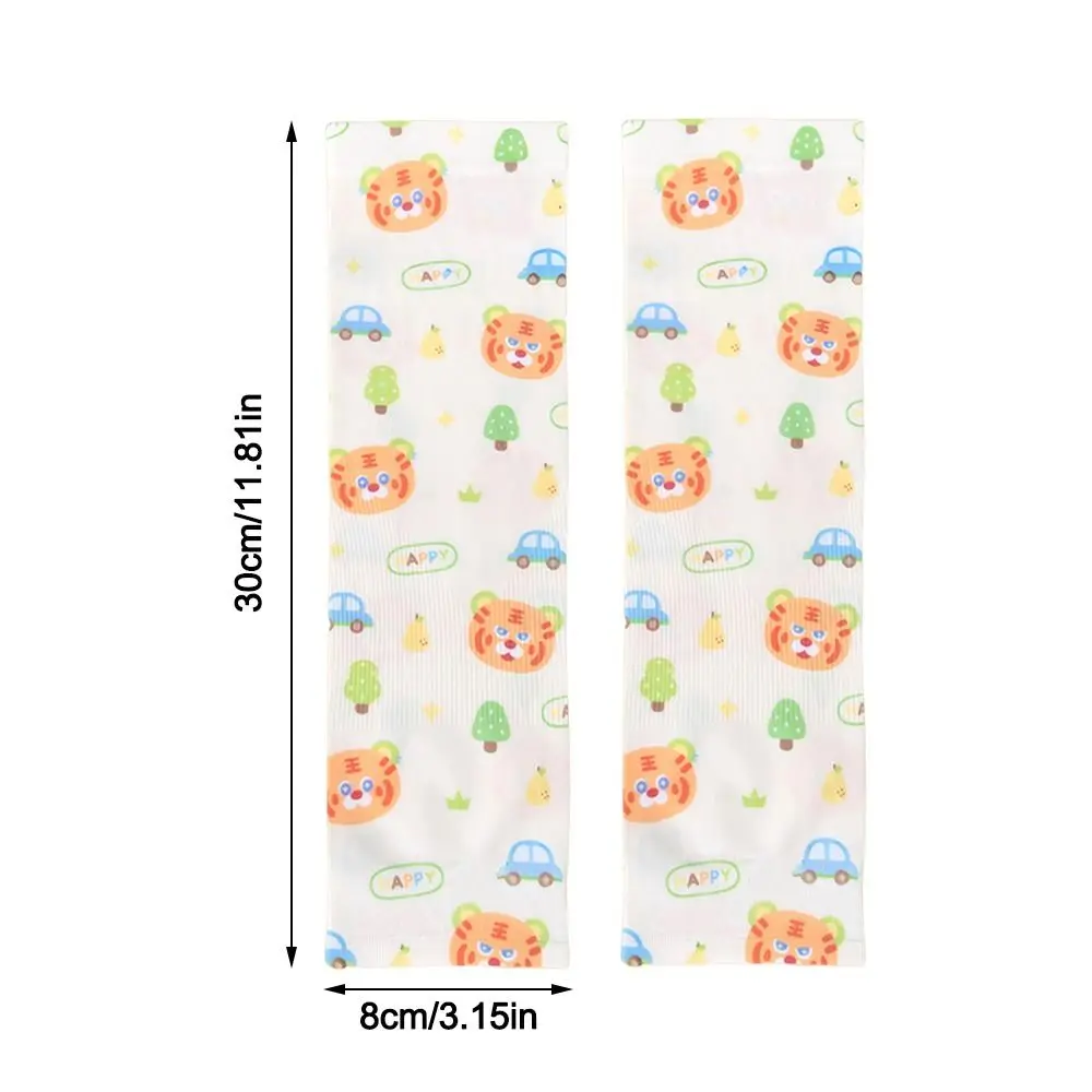 Sun Protection Kids Arm Sleeves Thin Anti-UV Boys Girls Sunscreen Gloves Cartoon UPF50+ Summer Cooling Mittens Outdoor Sports