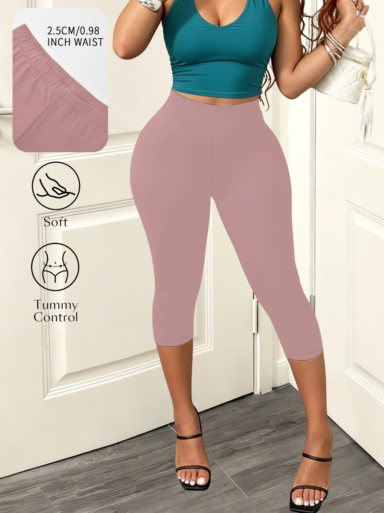 

Athletic Yoga Leggings for Women Super Soft Capri Pants No See Through Workout Running Home Casual
