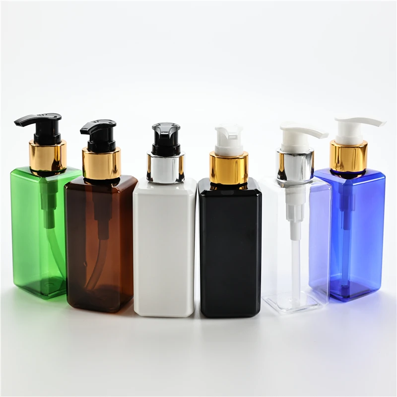 150ML X 40 สแควร์ขวดพลาสติก Anodized อลูมิเนียมปั๊มโลชั่นเครื่องสําอางแชมพูเจลอาบน้ําแบบพกพาปั๊มโลชั่นคอนเทนเนอร์