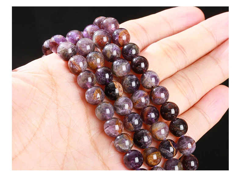 Großhandel 6 8 10mm Natürliche Geisteramethyst-Perlen Runde Lose Abstandsperlen Kristall für Schmuckherstellung DIY Halskette Armband Zubehör – Detail 7