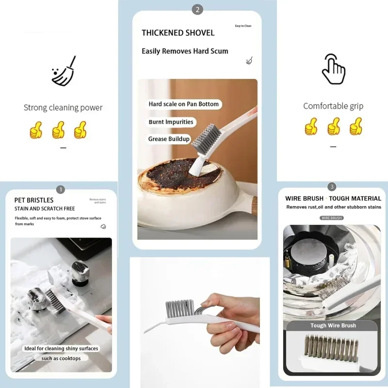 Multi-Function Cleaner Brush Portable Tile Joints Scrubber Fish Tank Window Dead Corner Gap Brush Small Tile Grout Cleaning Tool