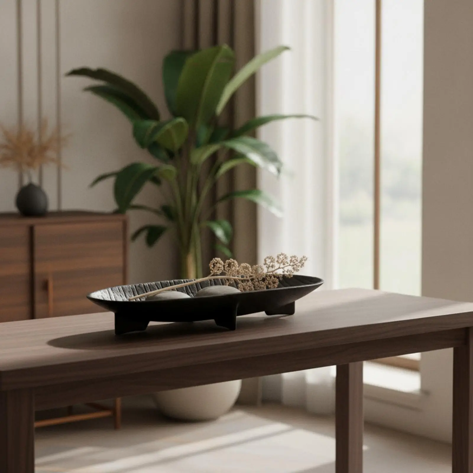 Hammered Metal Tray Boat-Shaped Aluminum Tray Textured Platter for Coffee Table, Sideboard