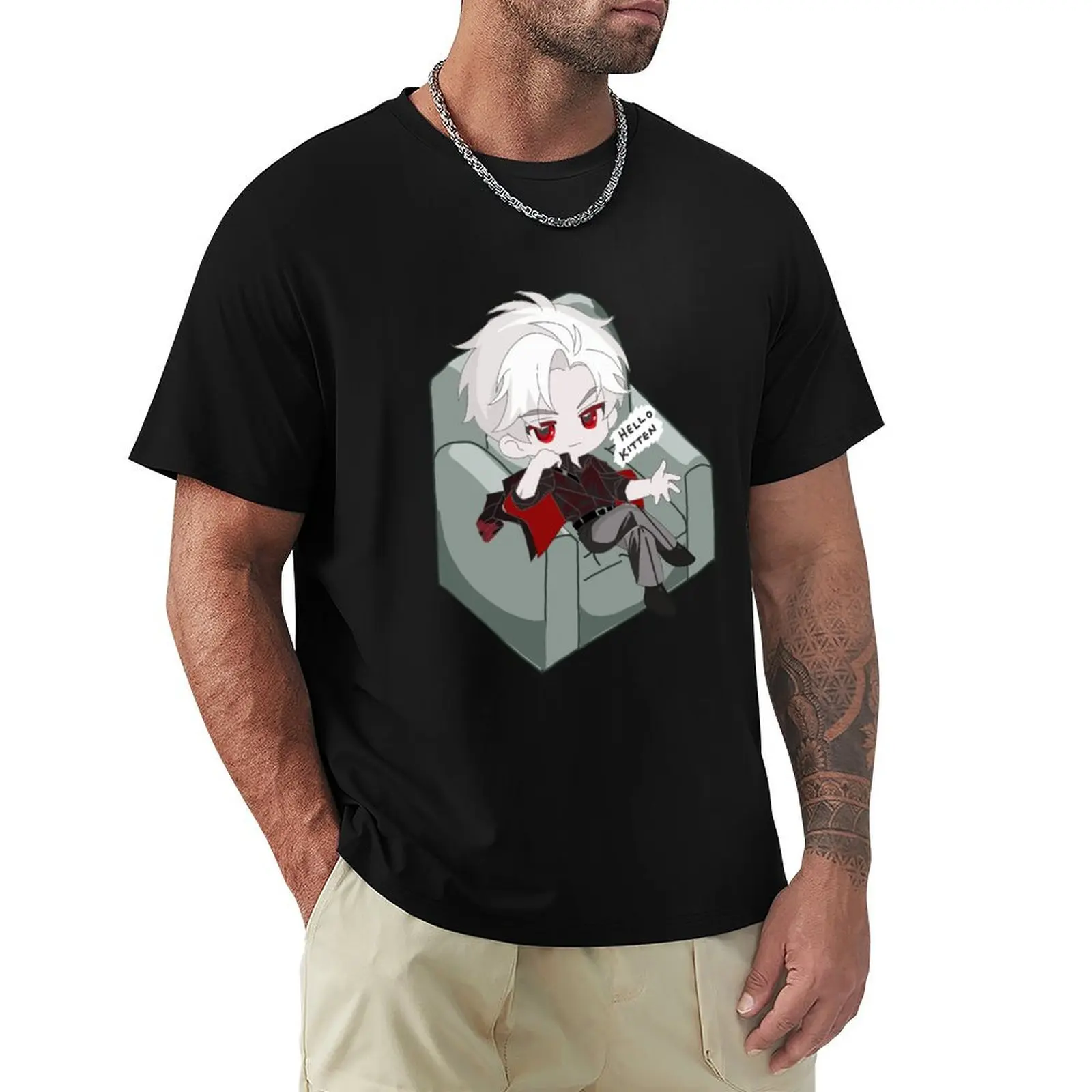 Hello Kitten - Virtual Boyfriend T-Shirt Breathable Mesh Panel T-Shirt