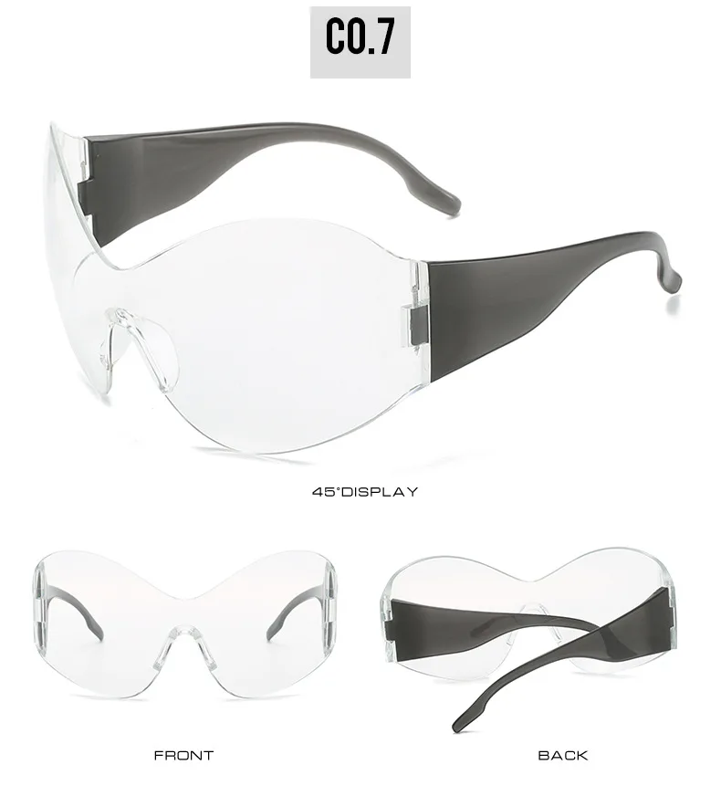 Übergroße Y2K Punk Randlose Sonnenbrille für Damen und Herren, Großer Rahmen Steampunk Schmetterlings-Schutzbrille für Damen, 2000er-Jahre Goggle-Brillen – Detail 14