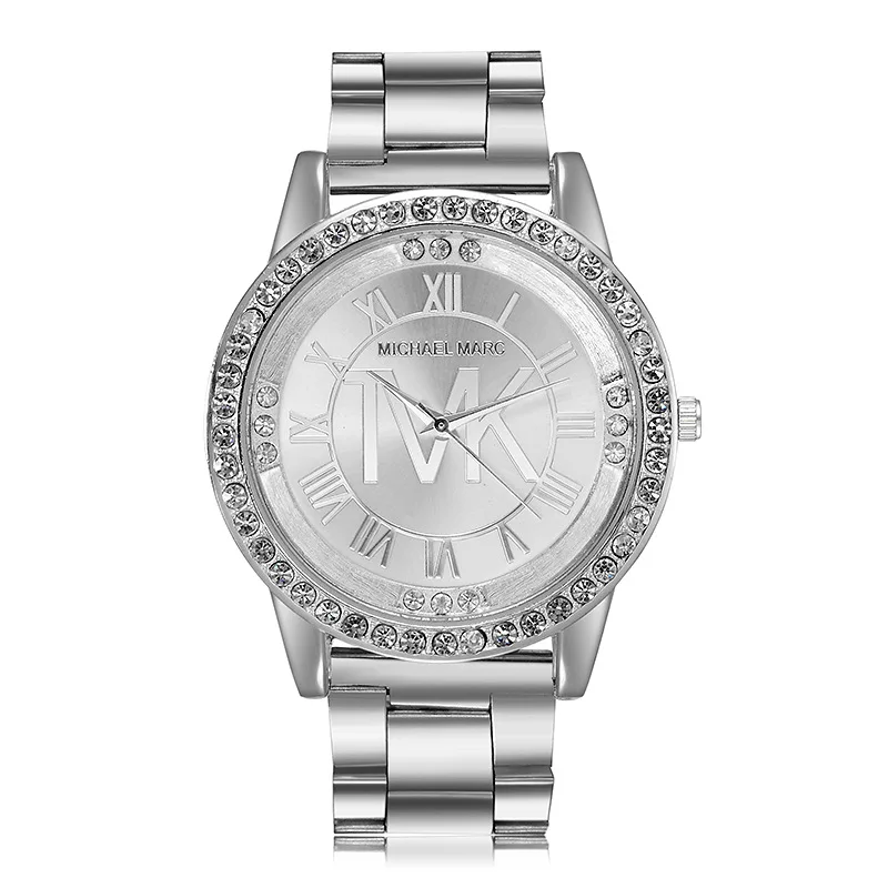 TVK-Reloj de pulsera de cuarzo Digital para Mujer, cronógrafo de acero inoxidable dorado, resistente al agua, con diamantes romanos, de lujo, para