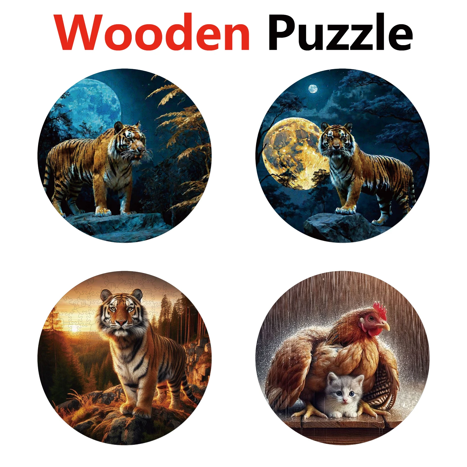 

Tigers Hens Animal Puzzles High Quality Jigsaw Puzzle Wooden Puzzle Best Christmas Gift