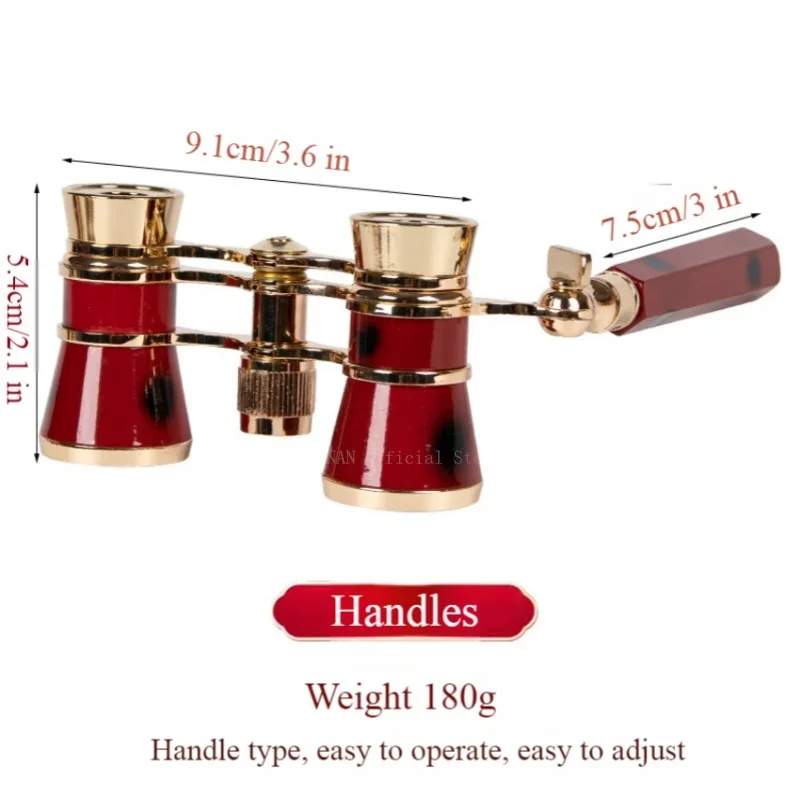 Glasses Binoculars 3x25 Theater Glasses Mini Binocular Compact with Chain Handle for Watching Opera Musical Concert