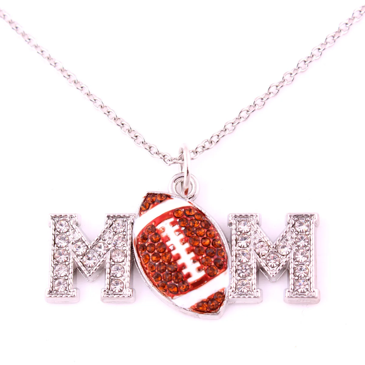 Fashion Rugby Football MOM Monogrammed Pendant Necklace Women\'s Trend Party Jewelry Accessories Gifts