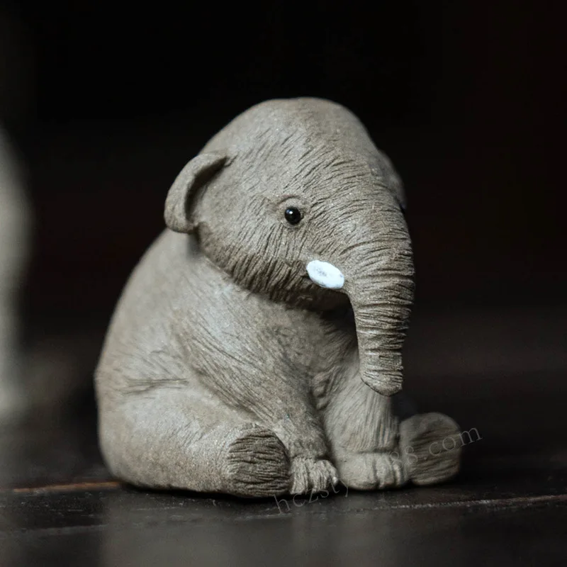 Cute Elephant Purple Clay Tea Pet Yixing, Suitable for Raising High-quality Figurines,Ceramic Elephant Ornaments,Tea Accessories