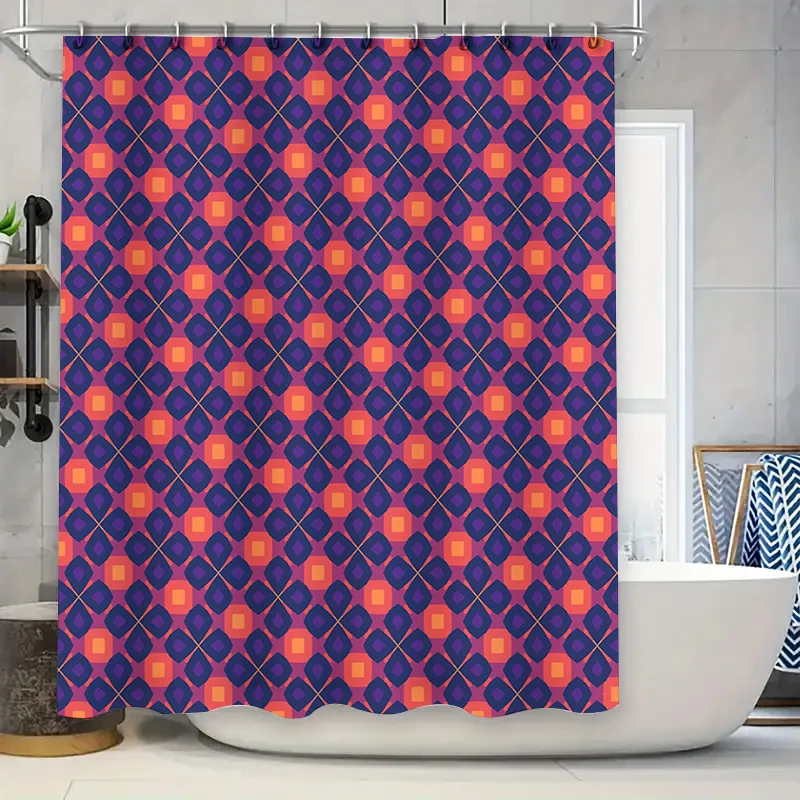 

Purple Plaid Shower Curtain Waterproof Fabric with Hook Rings Decorative Bathroom Liner Set for Bathtub X-Large Size (84x72in)