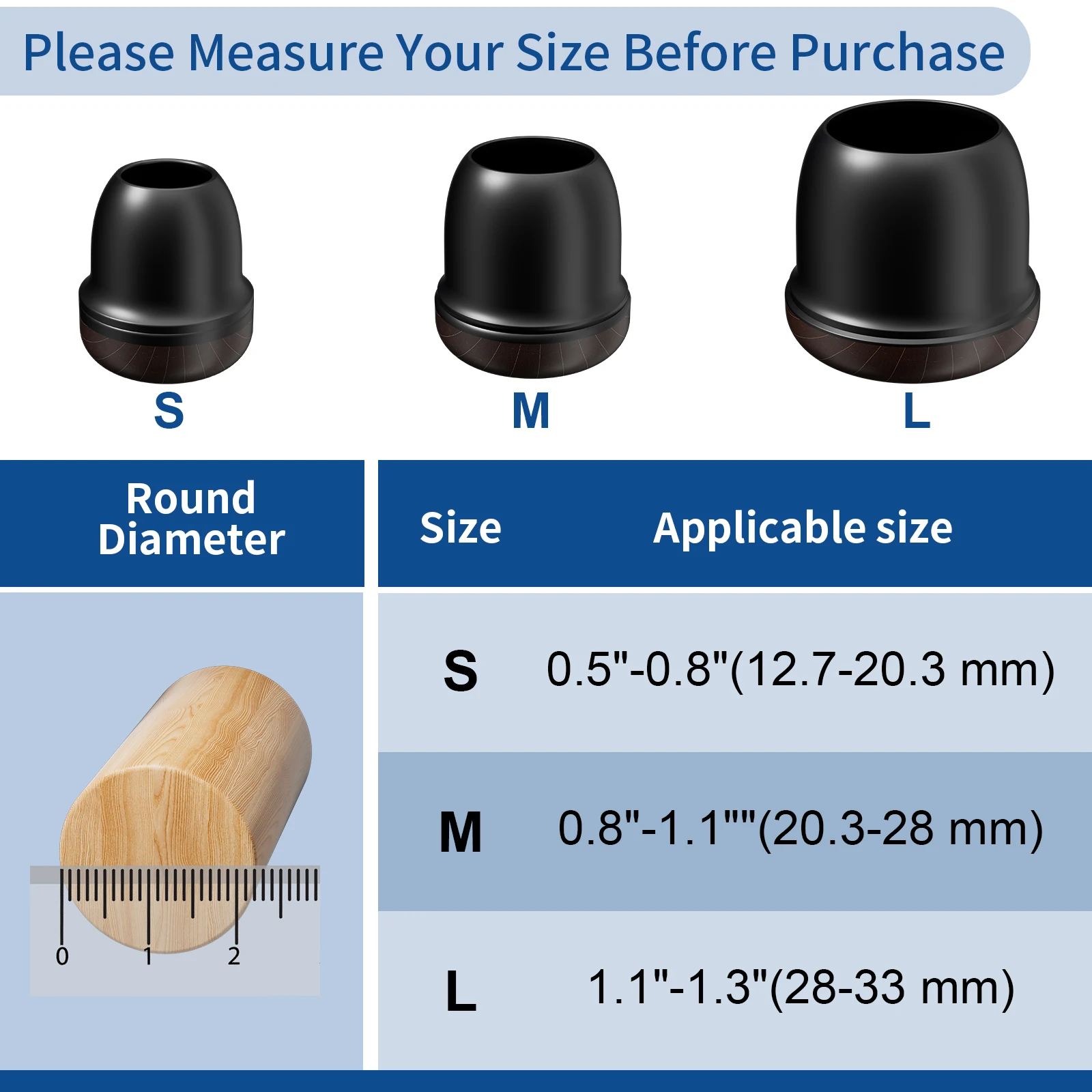 16PCS Round Chair Leg Caps Silicone Graphene Fabric Chair Leg Protectors Hair and Dust Resistant for Carpet Hardwood Floor