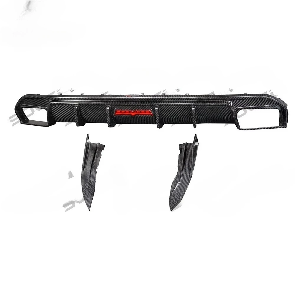 Dry Carbon Fiber Rear Diffuser TAKD Style Rear Bumper Lower Diffuser With LED Brake Light for BMW G22 G23 G26 420i 430i M440i