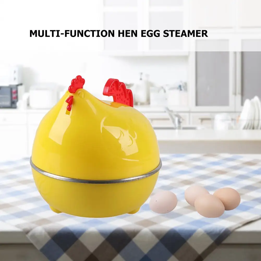 Hervidor de huevos multifuncional para el hogar, minivaporizador eléctrico con forma de gallina de dibujos animados, doble capa