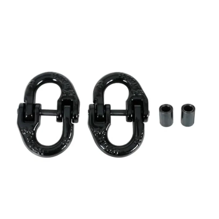 2PCS 1 2 Coupling Link Grade 80 Tow Hitch Safety Chain Hammer Lock for Truck Black Heavy Duty Trailer Towing Connection with Se