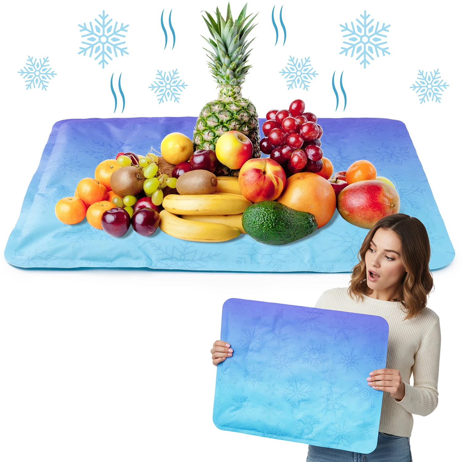 

2 шт. многоразовый заморозируемый коврик для льда для охлажденных сервировочных подносов, охлаждающие подставки для стола, мясных изделий, сыра, сохраняют еду, холодную свежесть