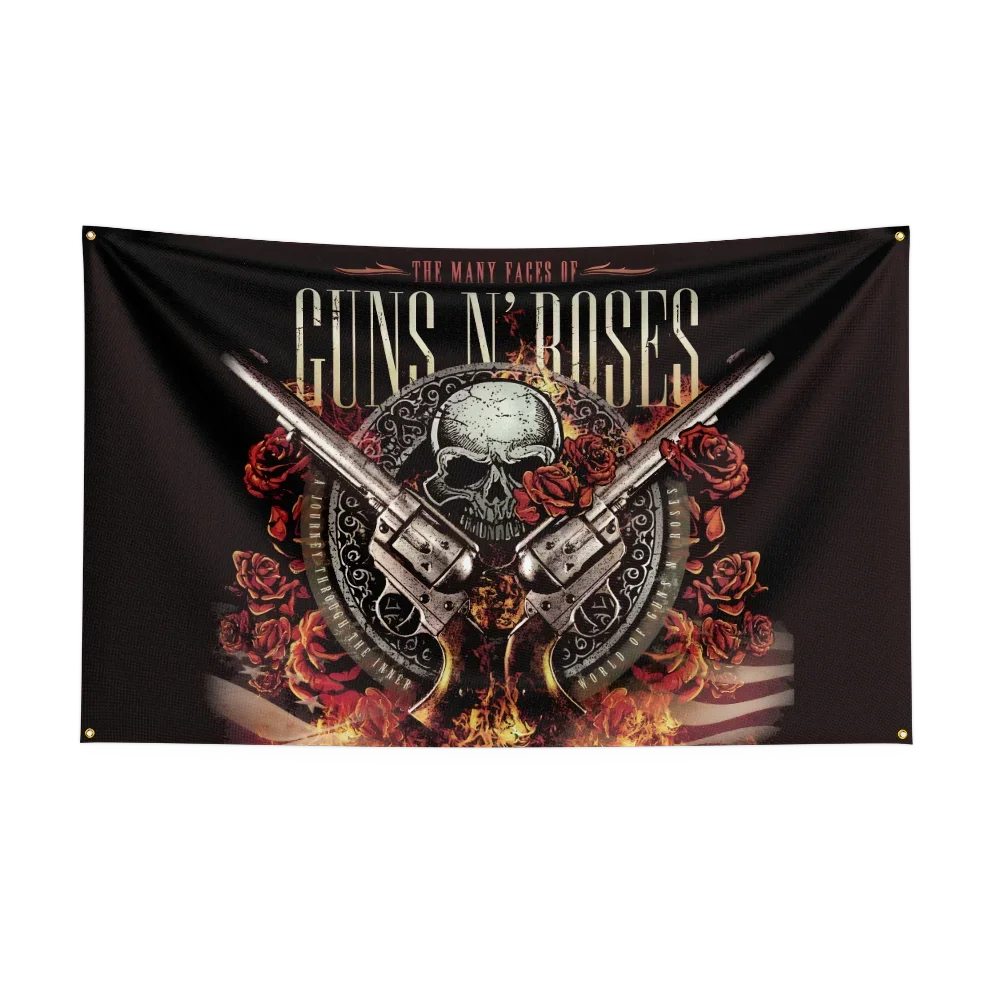 G-Gu-n-s N' Roses GNR Flag Professional Flag Polyester Digital Printing Flagge Banner For Decoration Garage Room Home