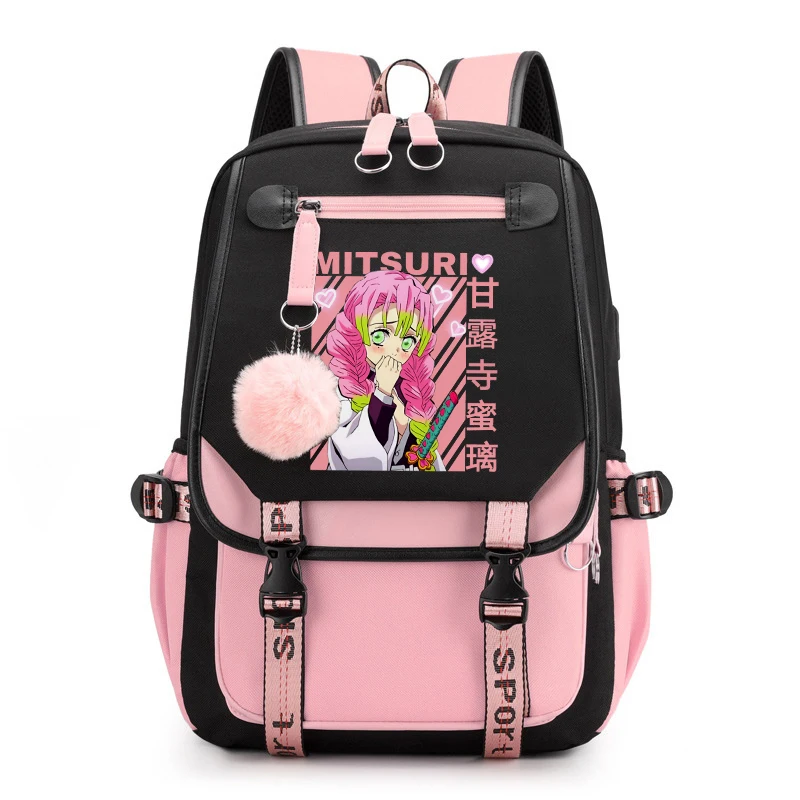 Hot Anime Kanroji Mitsuri Backpack Kids Boy Girl School Bags Casual Backpack Laptop Travel Bags