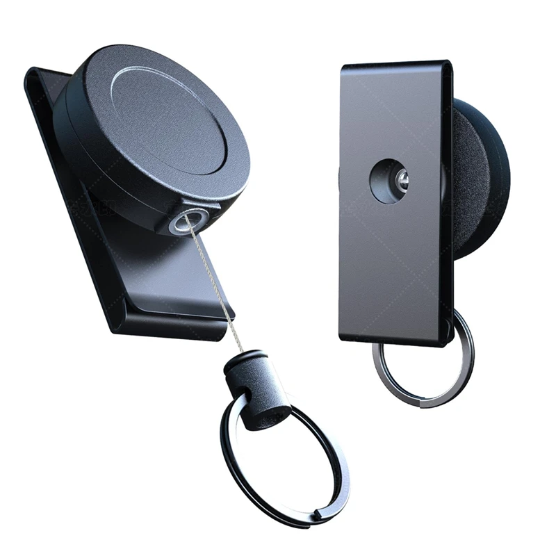 Новый сверхмощный выдвижной брелок с зажимом для ремня, 360° °   Выдвижной брелок для тяжелых условий эксплуатации с тросом и кольцом для ключей