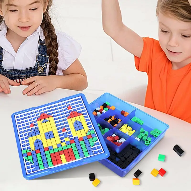 Puzzle 3D per bambini Mattoni da costruzione educativi 585 pezzi Montessori Giocattolo per l'apprendimento in età prescolare Illuminazione Modelli di puzzle