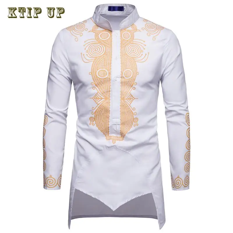 Fashion Men Islamic Arab Muslim Kaftan Stand Collar Gilding Long Sleeve Vintage Robes Middle East Musulman Tops Male Clothing