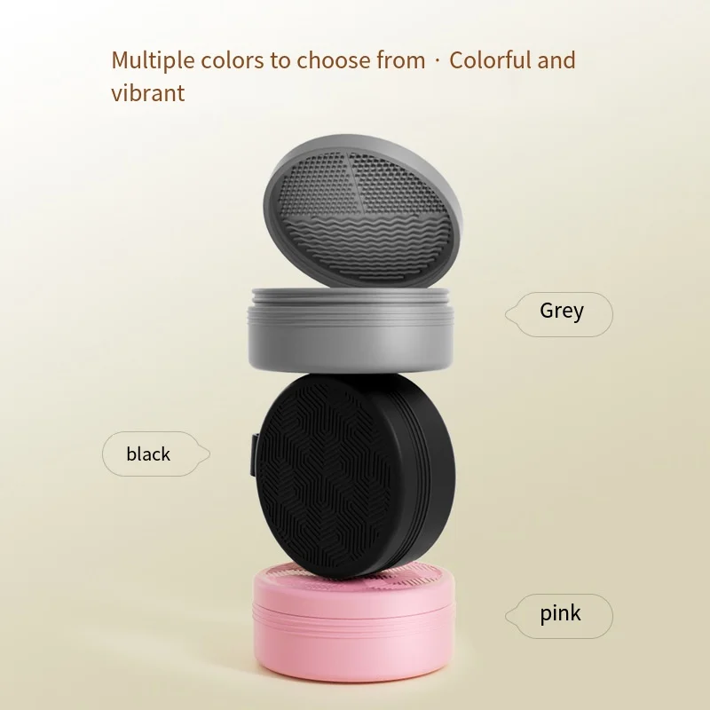 2pcs/set Household Cosmetic Beauty Tools Circular Silicone Brush Head Cleaning Box with Dry Cleaning Sponge Makeup Accessories