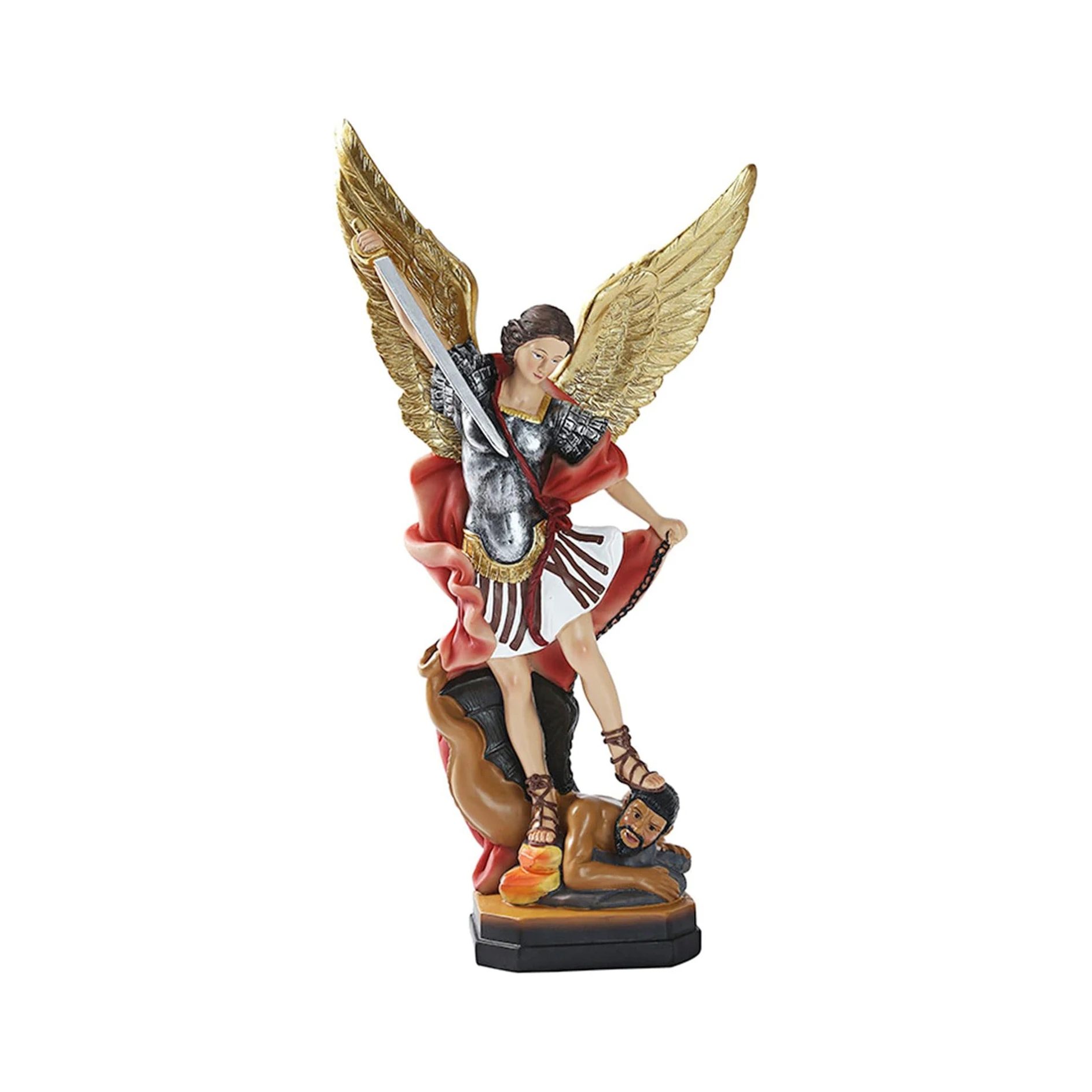 12.5in San Miguel Arcangel Statue St Michael Statue in Bronzed Resin St Michael The Archangel victoriously Over Satan Collection