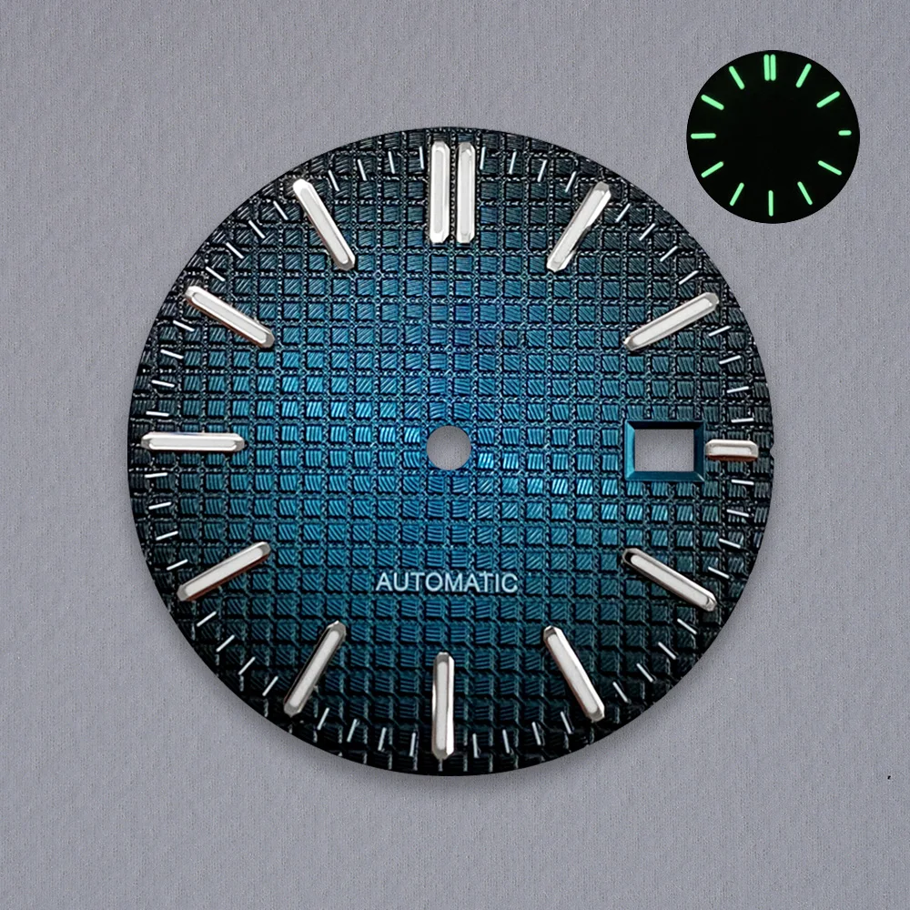 31.8mm S ロゴ オーク文字盤 NH35/NH36 自動巻きムーブメントに適しています グリーン夜光 高品質時計改造アクセサリー