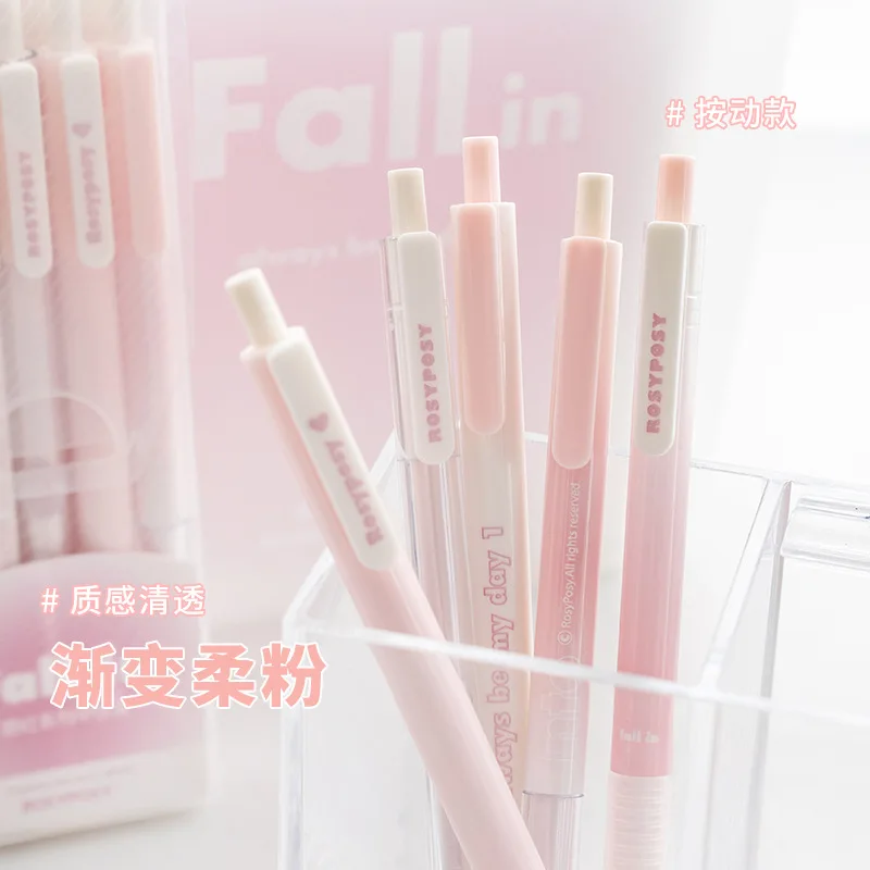 Gender-neutral Pen Set, Blush Pen Set, Students Press The Black Water Pen To Brush The Question. Pens Cute Stationery Pen Set