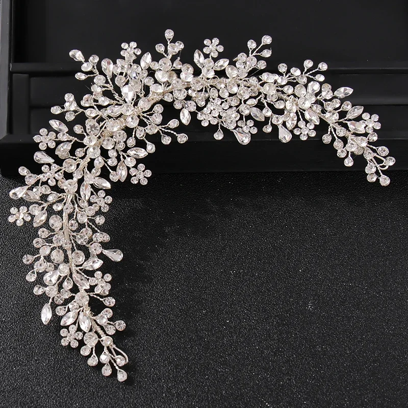 Kryształ Rhinestone ślubne opaski ślubne tiary opaski do włosów dla kobiet panna młoda ślubne akcesoria do włosów biżuteria zespół prezent