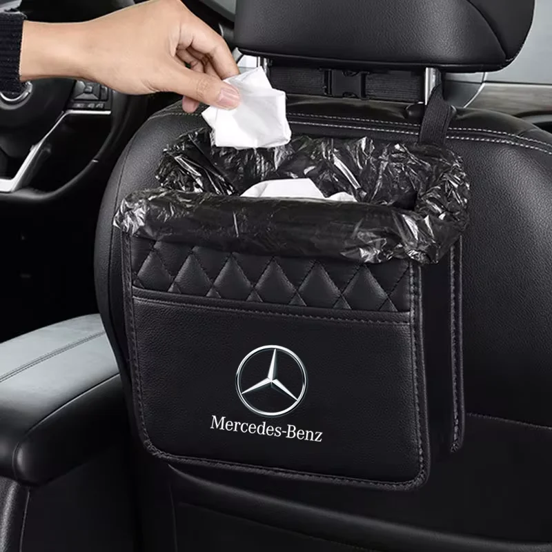 Multi-functional car seat back storage bag Leather storage bag For Mercedes Benz S320 W164 W203 W204 W168 C180 E320 A200 CLA CLK view 4