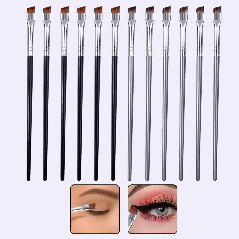 12pcs Ultra-Thin And Fine Blade Eyeliner Brush, Eyebrow Brush For Precise Outlining Of Eye Makeup Details, Portable Makeup Brush