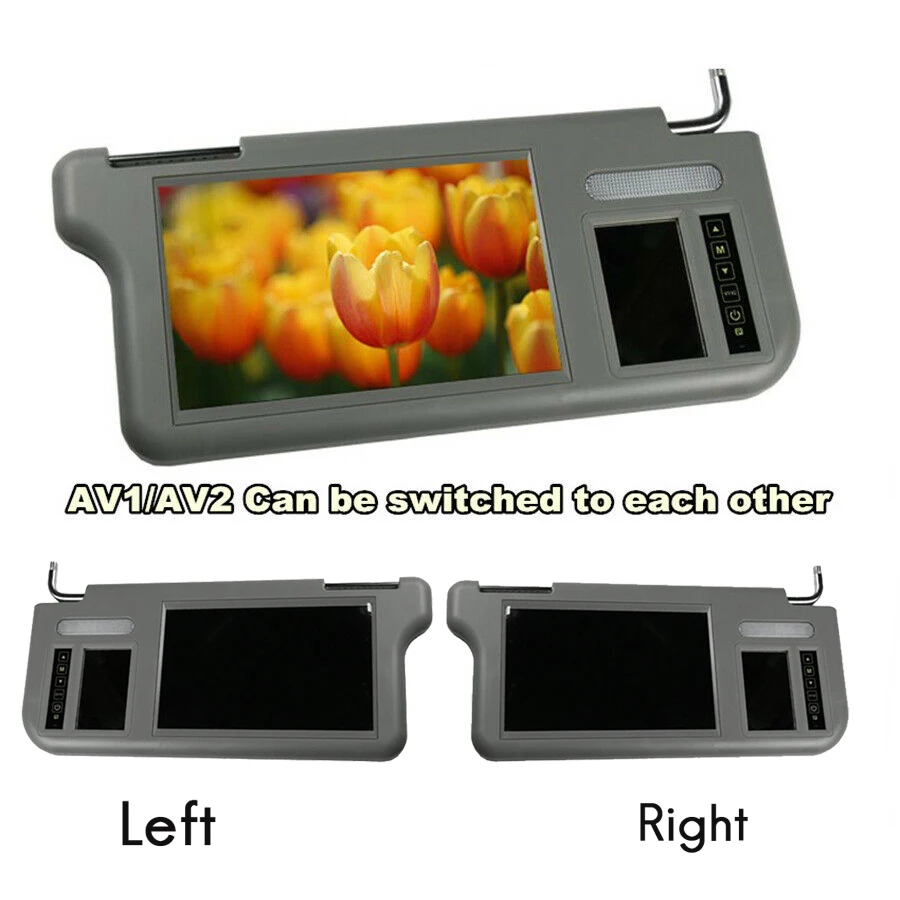 7 Inch Car Sunvisor Interior Rear View Mirror Screen Lcd Monitor DVD/VCD/AV/TV Player Rear Camera(Left)Sun