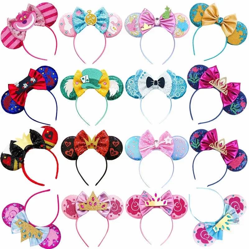 Disney Alice in Wonderland Ears Headbands for Baby Girls Mad Hatter Hairbands Women Cheshire Cat Mickey Mouse Hair accessories