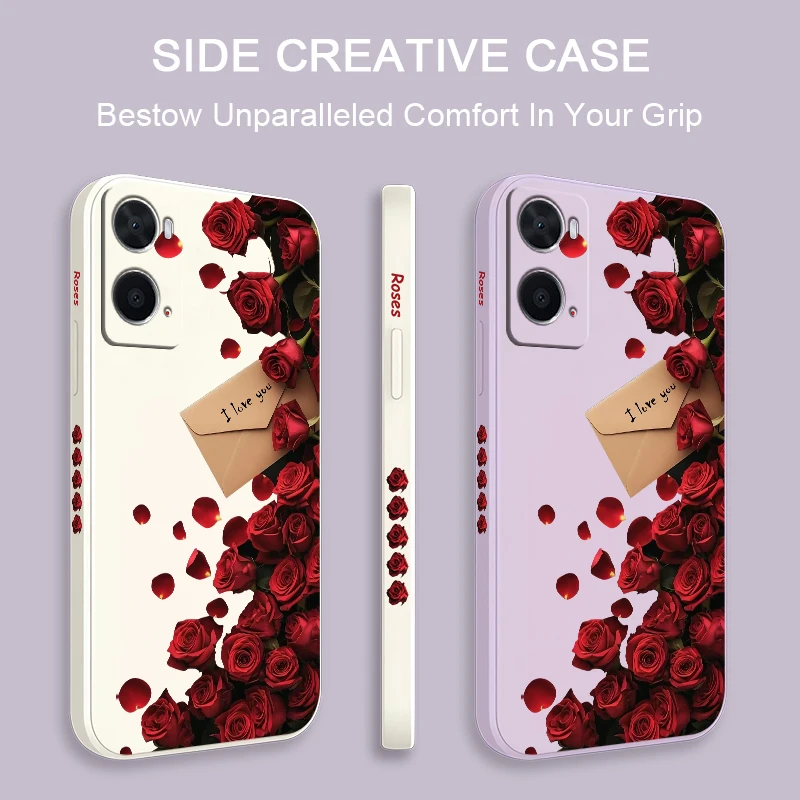 Bright Red Rose Flowers Pattern Case For OPPO A98 A96 A95 A94 A93 A92 A91 Silicone Soft Shockproof Bumper Back Phone Cover Funda