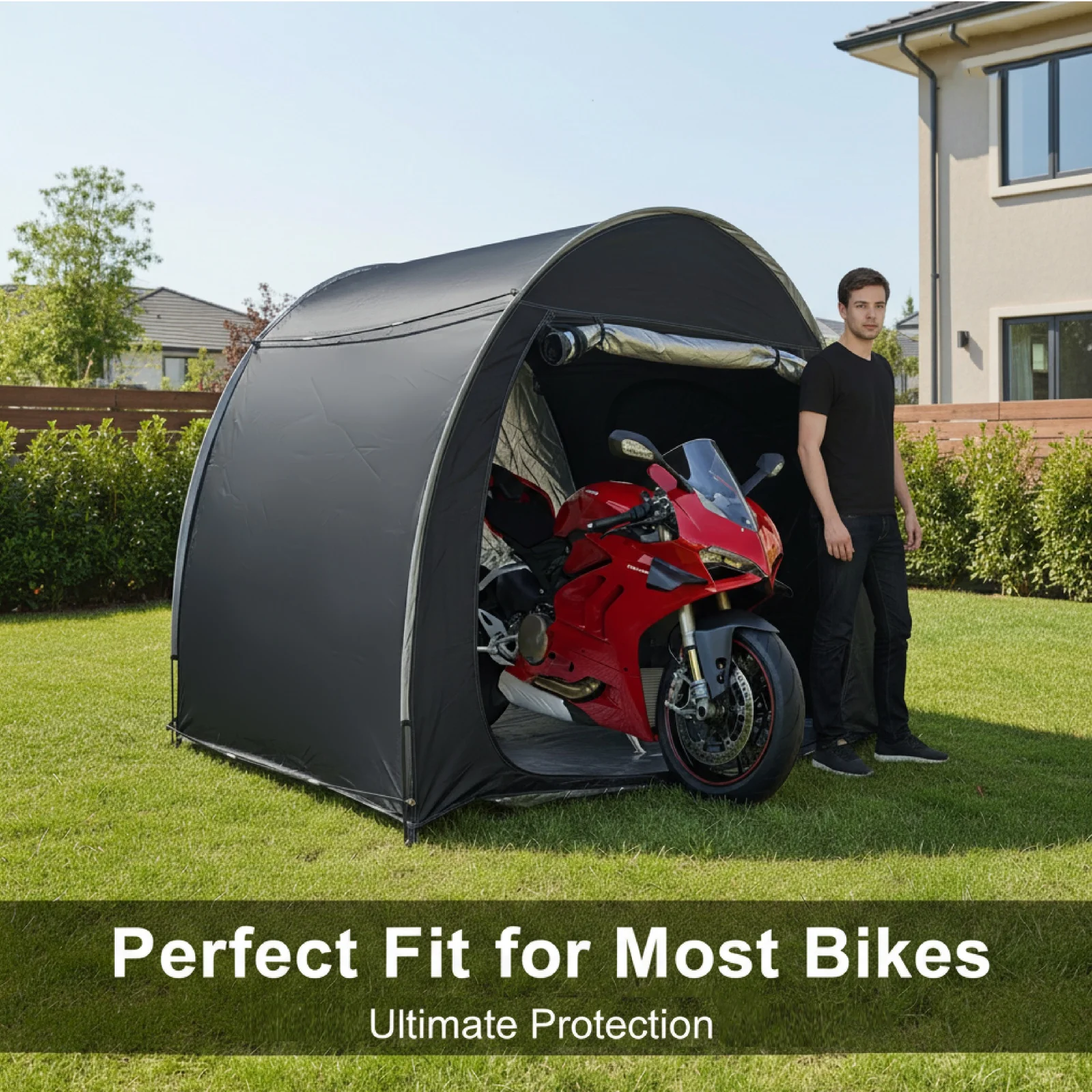 Portable Outdoor Bike Shelter with Carry Bag - Oxford Fabric Storage Tent on Aluminum Alloy Frame