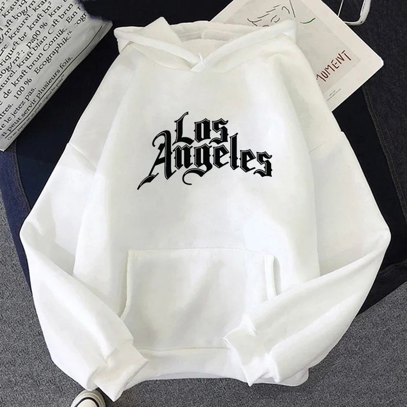 Los Angeles Printing Sweatshirts Women Loose Hip Hop Style Hoodies High Quality Spring Autumn Casual Hooded Pullover Tops