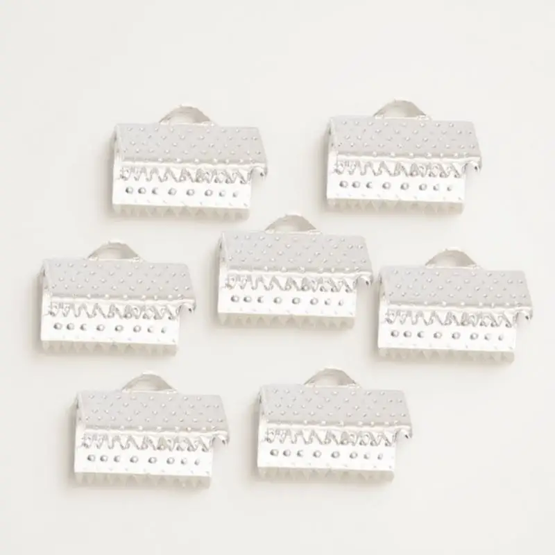 100 قطعة 1 سنتيمتر الحبل المعدني ينتهي تجعيد موصلات ل أساور القلائد محكم الشريط السحابات Findings بها بنفسك النتائج الحرفية مطلي الفضة #6