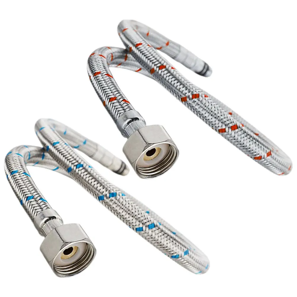 2Pcs Stainless Steel Braided Hose Flexible Durable Water Supply Line for Kitchen Bathroom Sink Connector Faucet Hose