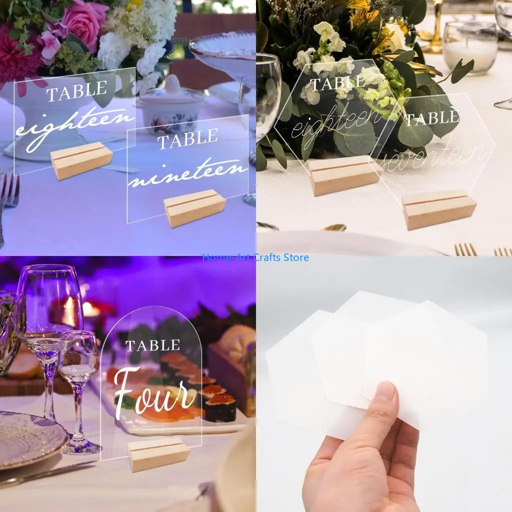 Y3NA Wedding Table Sign Number Holders with Base Double Sided Display Stand for Commercial Place Card Menu Clear Frame