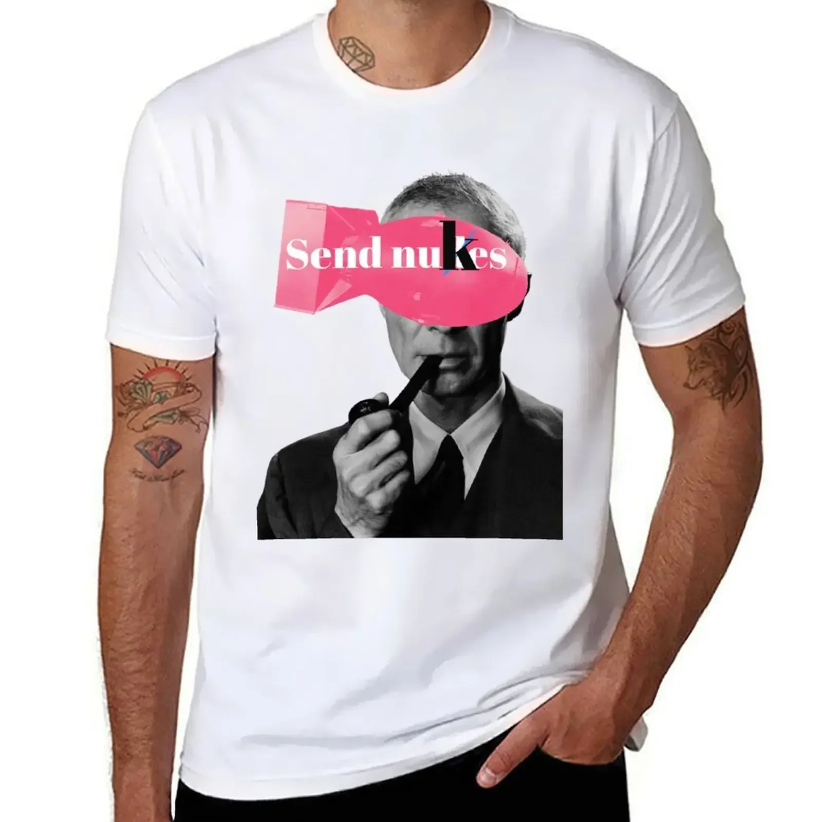 Summer plain customizeds vintage clothes tops mens graphic t-shirts anime Send nukes? Robert Oppenheimer T-shirt cotton tops