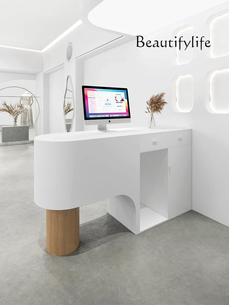 XX Simple Clothing Store Checkout Page Modern Beauty Salon Bar Counter Small Front Desk Reception Desk Paint Table