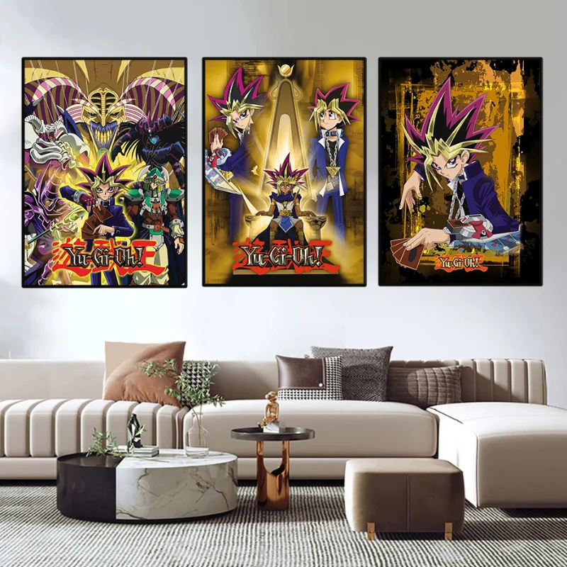 Classic Anime Game YU-GI-OH! Poster Dark Magician Trading Cards Canvas Painting Wall Art Picture for Living Room Home Decor Gift