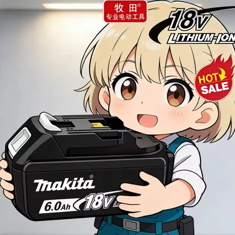Batteria agli ioni di litio Makita 18V 6Ah LXT originale, modello BL1860B, ad alta capacità, per avvitatori a impulsi, smerigliatrici angolari e altri utensili elettrici a batteria per il
