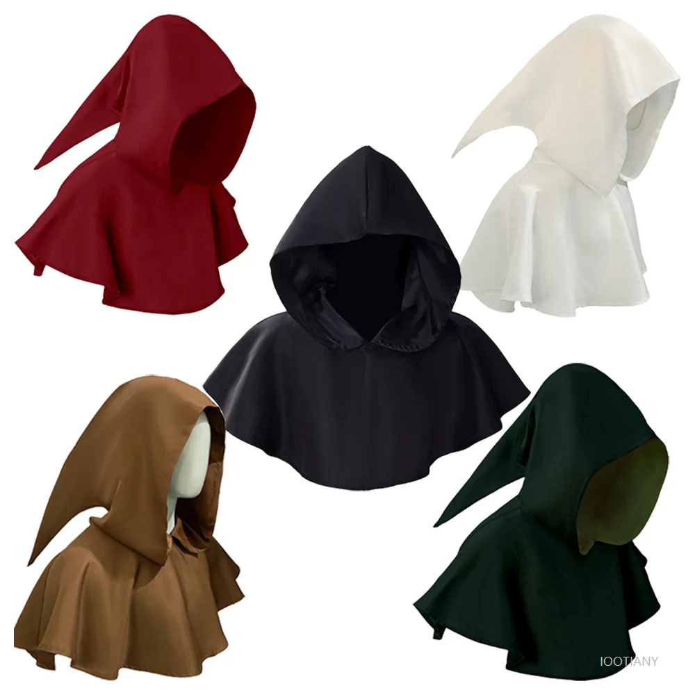

Halloween Cloak Death Wizard Priest Monk Short Cloak Medieval Retro Men Women Festival Role Play Long Pointed Hat Hooded Cloaks