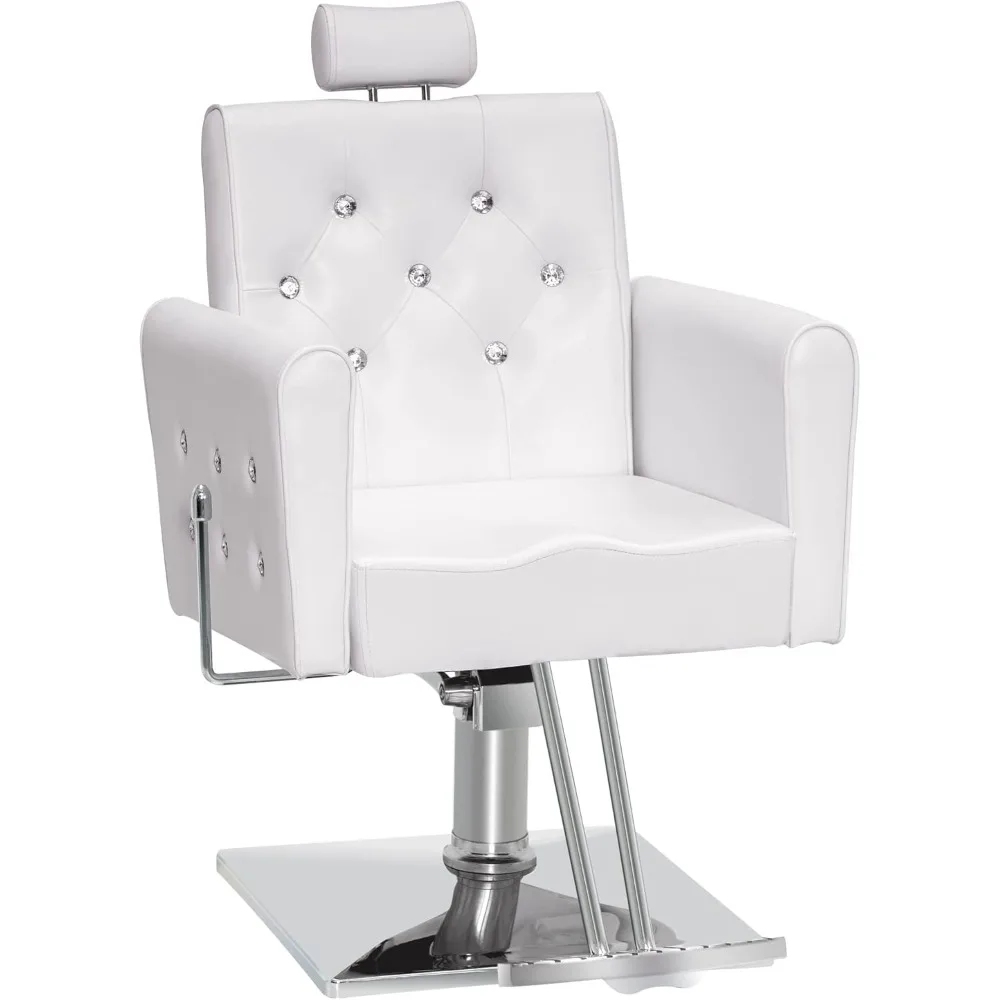 

Classic Barber Chair with 330 lbs Hydraulic Pump All Purpose Reclining Salon Chair for Hair Stylist Salon&Spa Equipment(White)