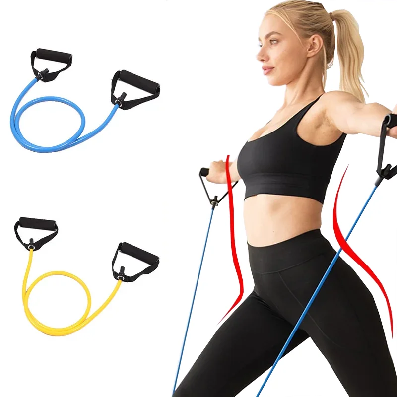 5 Levels Elastic Band Yoga Pull Rope Elastic Gym Fitness Exercise Tube Band With Handles For Home Workouts Strength Training Men