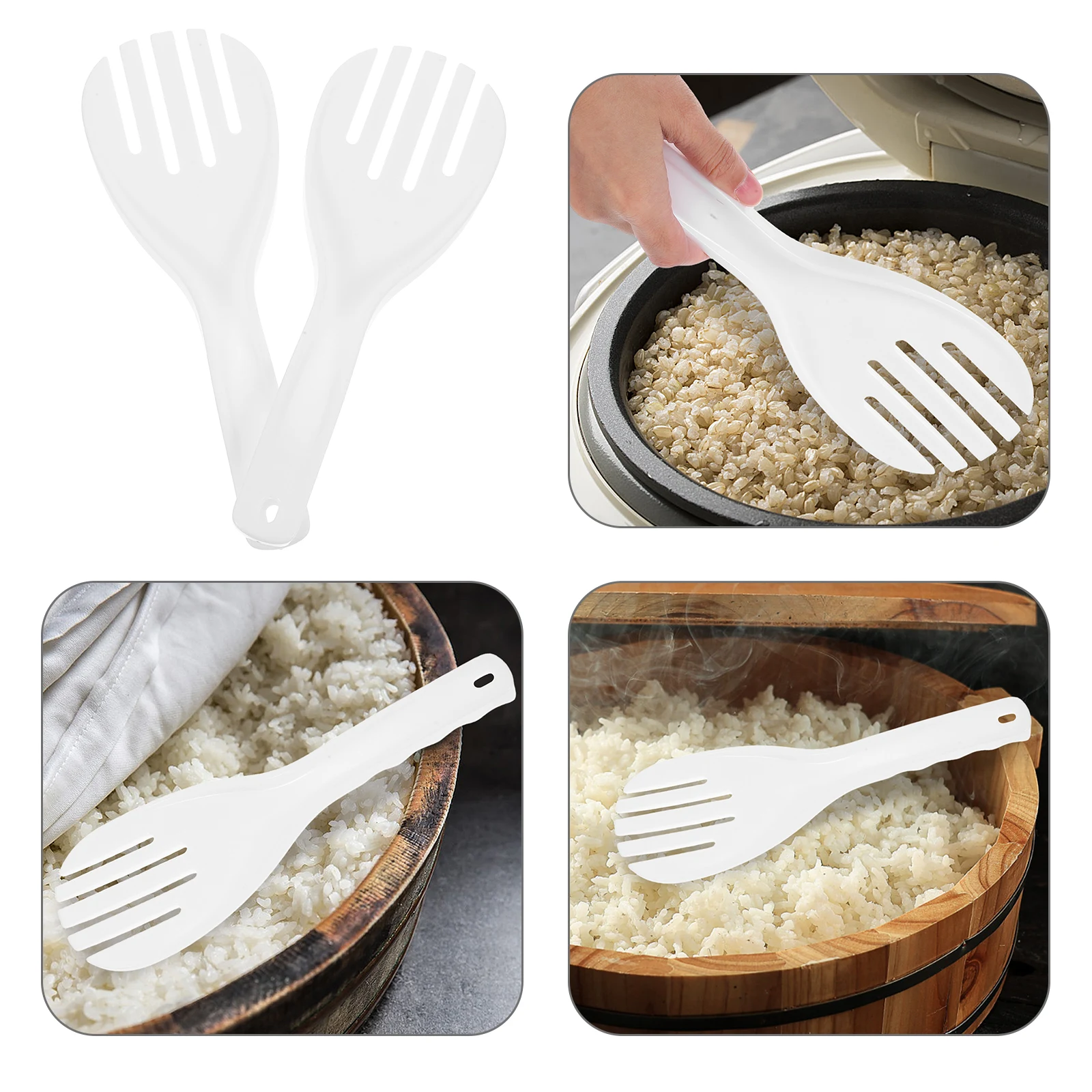Cuchara de arroz antiadherente de plástico grueso, cuchara duradera para servir en la cocina, mango ergonómico ligero para cocinar en restaurante, 2 uds.