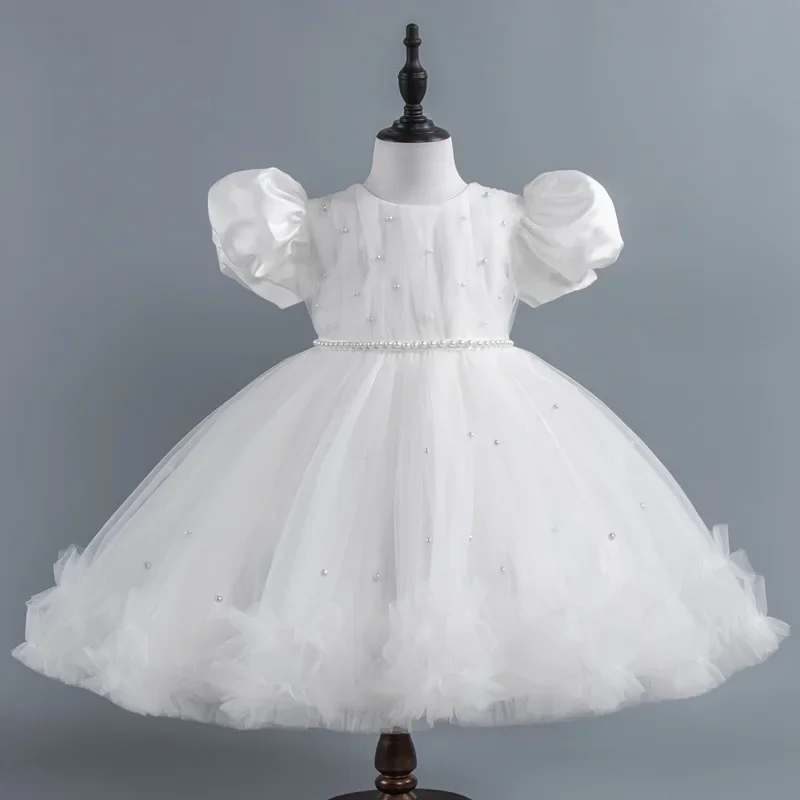 Summer Party Dress for Kids Girl Lace Mesh Short Seelve Girls Dresses for Party and Wedding Fashion Evening Dresses 0-5 Years